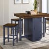 Azurine 5 Piece Counter Height Dining Set in Antique Dark Oak/Muted Blue Finish by Furniture of America - FOA-CM3493PT-5PK - Image 3 of 0