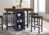 Azurine 5 Piece Counter Height Dining Set in Antique Dark Oak/Muted Blue Finish by Furniture of America - FOA-CM3493PT-5PK - Image 4 of 0
