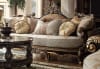 Traditional Upholstery Black and Gold Wood Finish 2 Piece Living Room Set by Homey Design - HD-551 - Image 2 of 0
