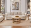 Contemporary Sofa in Beige Fabric and Metallic Gold Finish by Homey Design - HD-7006-S - Image 1 of 0