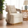 Chair in Cream Fabric with Golden Accent Finish by Homey Design - HD-9003-C - Image 1 of 0