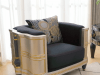 Armchair in Dark Fabric w/Silver and Gold Accents Finish by Homey Design - HD-9042-C - Image 1 of 0