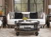 Sofa in Antique Dark Wood with Light Upholstery by Homey Design - HD-9043-S - Image 1 of 0