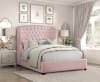 Cameo Wingback Upholstered Queen Bed in Pink Chenille Fabric by Home Elegance - HEL-1308PN-1 - Image 1 of 0