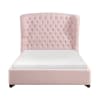 Cameo Wingback Upholstered Queen Bed in Pink Chenille Fabric by Home Elegance - HEL-1308PN-1 - Image 2 of 0