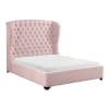 Cameo Wingback Upholstered Queen Bed in Pink Chenille Fabric by Home Elegance - HEL-1308PN-1 - Image 4 of 0