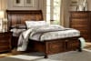 Cumberland Queen Sleigh Platform Bed with Footboard Storages in Medium Brown by Home Elegance - HEL-2159-1 - Image 1 of 0