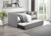Adra Contemporary Daybed with Pull-Out Trundle in Gray Faux Leather by Home Elegance - HEL-4949GY - Image 2 of 0