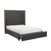 Cardano Full Platform Bed w/Storage Footboard in Gray Fabric Upholstery by Home Elegance - HEL-5877FGY-1DW - Image 3 of 0