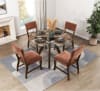 Aiden 5 Piece Round Dining Room Set in Glass and Brown Finish by Home Elegance - HEL-5898-48RD-5F4 - Image 1 of 0