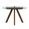 Aiden 5 Piece Round Dining Room Set in Glass and Brown Finish by Home Elegance - HEL-5898-48RD-5F4 - Image 4 of 0