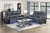Apex 2 Piece Power Double Reclining Sofa Set in Blue Top-Grain Leather Finish by Home Elegance - HEL-8449BU - Image 2 of 0