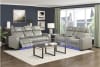Apex 2 Piece Power Double Reclining Sofa Set in Gray Top-Grain Leather Finish by Home Elegance - HEL-8449GY - Image 3 of 0