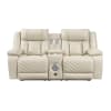 Huron Power Double Reclining Loveseat in Beige Faux Leather by Home Elegance - HEL-8457BEG-2PW - Image 4 of 0