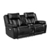 Huron Power Double Reclining Loveseat in Black Faux Leather by Home Elegance - HEL-8457BLK-2PW - Image 1 of 0