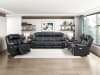 Huron Power Double Reclining Loveseat in Black Faux Leather by Home Elegance - HEL-8457BLK-2PW - Image 2 of 0