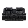 Huron Power Double Reclining Loveseat in Black Faux Leather by Home Elegance - HEL-8457BLK-2PW - Image 5 of 0