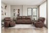 Newnan Double Glider Reclining Love Seat in Brown Fabric by Home Elegance - HEL-8549BRW-2 - Image 3 of 0