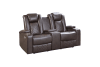 Caelan Power Double Reclining Love Seat in Dark Brown Fabric by Home Elegance - HEL-9366DB-2PWH - Image 4 of 0