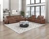 Sutton Power Double Reclining Loveseat with Center Console in Brown Top-Grain Leather by Home Elegance - HEL-9790BRW-2CNPWH - Image 2 of 0
