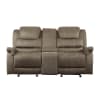 Shola Double Glider Reclining Love Seat in Brown by Home Elegance - HEL-9848BR-2 - Image 1 of 0