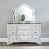 Magnolia Manor Panel Upholstered Mirrored Bed in Antique White Finish by Liberty Furniture - 244-BR-OQUB - Image 5 of 0