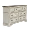 Magnolia Manor 6 Piece Upholstery Sleigh Queen Bedroom Set in Antique White and Weathered Bark by Liberty Furniture - LIB-244-BR-QUSLDMN - Image 2 of 0