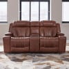 Caswell Zero Gravity Dual Power Reclining Console Loveseat in Nature Chestnut Leather by Liberty Furniture - 7020CN-22P - Image 1 of 0