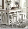 Americana Modern Counter Height Kitchen Island 4 Piece Dining Set in Cotton and Oak Finish by Parker House - DAME-72CH-2-COT-4 - Image 2 of 0