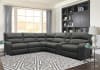 Polaris 6 Piece Power Reclining Sectional with Power Headrests and USB Ports in Slate Fabric by Parker House - MPOL-SLA-6 - Image 1 of 0