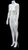 Matte white headless female fiberglass mannequin in a standing demure pose with a square glass base. - Image 2 of 0