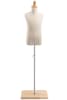Child display dress form with natural canvas torso on wooden flat base  adjustable retail mannequin for boutiques and designers - Image 1 of 0