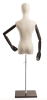 Female display dress form with natural canvas torso on wooden flat base adjustable retail mannequin for boutiques and designers - Image 2 of 0