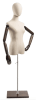 Female display dress form with natural canvas torso on wooden flat base adjustable retail mannequin for boutiques and designers - Image 3 of 0