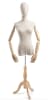 Female display dress form with natural canvas torso on wooden tripod base adjustable retail mannequin for boutiques and designers - Image 1 of 0