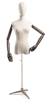 Female display dress form with bronze canvas torso on metal tripod base adjustable retail mannequin for boutiques and designers - Image 1 of 0