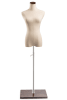 Female display dress form with natural canvas torso on wooden flat base  adjustable retail mannequin for boutiques and designers - Image 1 of 0