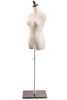 Female display dress form with natural canvas torso on wooden flat base  adjustable retail mannequin for boutiques and designers - Image 2 of 0
