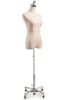 Female display dress form with natural canvas torso on metal rolling base - adjustable retail mannequin for boutiques and designers - Image 2 of 0