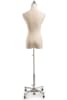 Female display dress form with natural canvas torso on metal rolling base - adjustable retail mannequin for boutiques and designers - Image 3 of 0