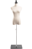 Female display dress form with natural canvas torso on wooden flat base  adjustable retail mannequin for boutiques and designers - Image 1 of 0