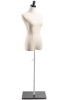 Female display dress form with natural canvas torso on wooden flat base  adjustable retail mannequin for boutiques and designers - Image 3 of 0