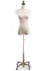 Female display dress form with natural canvas torso on metal rolling base - adjustable retail mannequin for boutiques and designers - Image 1 of 0