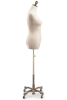 Female display dress form with natural canvas torso on metal rolling base - adjustable retail mannequin for boutiques and designers - Image 2 of 0