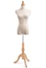 Female display dress form with natural canvas torso on wooden tripod base  adjustable retail mannequin for boutiques and designers - Image 1 of 0