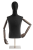 Male display dress form with bronze canvas torso on metal countertop base adjustable retail mannequin for boutiques and designers - Image 1 of 0