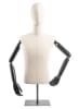 Male display dress form with bronze canvas torso on metal countertop base adjustable retail mannequin for boutiques and designers - Image 1 of 0