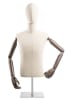 Male display dress form with bronze canvas torso on metal countertop base adjustable retail mannequin for boutiques and designers - Image 1 of 0