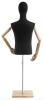 Male display dress form with natural canvas torso on wooden flat base adjustable retail mannequin for boutiques and designers - Image 2 of 0