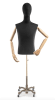 Male display dress form with bronze canvas torso on metal rolling base adjustable retail mannequin for boutiques and designers - Image 1 of 0